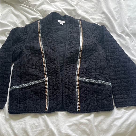 Pure Jill Elements Quilted Jacket Black Open Front Boho Minimalist boxy cozy - Picture 11 of 11